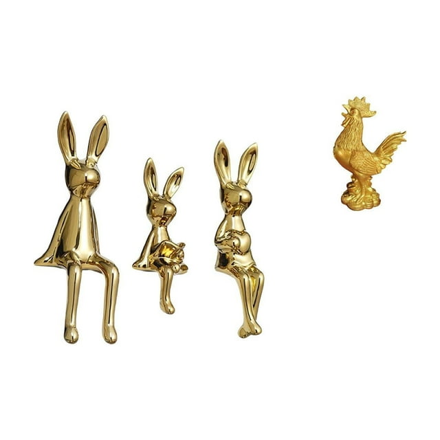 Escultura De Figura Familiar De Conejo Y Gallo Para Escritorio, Mesa, Centro De Mesa, Armario, Estantería, Decoración Del Hogar, Feng Shui, Cumpleaños, Inauguración De La Casa