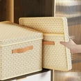 thumbnail image 6 of MODANU Large Foldable Storage Box with Lids 3 Pack Fabric Storage Cube Organizer Cloth Containers Bins Baskets for Closet Clothes Clothing Bed Room, Beige, 6 of 8