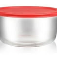 thumbnail image 5 of Bovado USA 7 Cup Round Glass Bake Dish Storage, Clear With Red Lid, 5 of 5