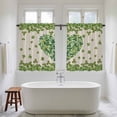 thumbnail image 4 of St Patrick's Day Tier Curtains 54 Inch Length, Green Shamrock Love Plants Retro Rustic Beige Cafe Short Curtains for Bathroom Sink, Small Kitchen Curtain Light Filtering Drapes 2 Panels 27.5"Wx54"L, 4 of 8