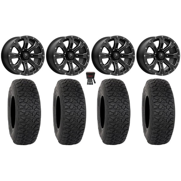 MSA Bounty 15" Wheels Black 33" DX440 Tires Kawasaki Mule Pro FXT