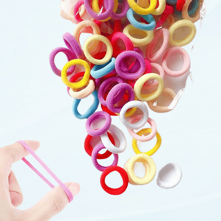 Baby Toddler Hair Ties, 100 PCS 10 Colors, Soft Cotton Elastic Scrunchies, No Crease Mini Hairbands for Infants