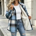 thumbnail image 6 of Womens Winter Plaid Midi Coats Fuzzy Lined Stand Up Collar Long Sleeve Button Down Coat Fashion Casual Warm Outerwear Multicolor 02 L, 6 of 7