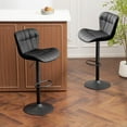 thumbnail image 2 of Furniliving Bar Stools Set of 2, Faux Leather Modern Swivel Bar Chairs, Upholstered Counter Height Barstools with Back for Bar, Kitchen Island, Dining Room, Black, 2 of 12