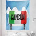 thumbnail image 1 of Cacun Tapestry, Graphic Image of a Road Sign with Writing Cloudscape on the Back, Fabric Wall Hanging Decor for Bedroom Living Room Dorm, 5 Sizes, Pale Sky Blue Multicolor, by Ambesonne, 1 of 1