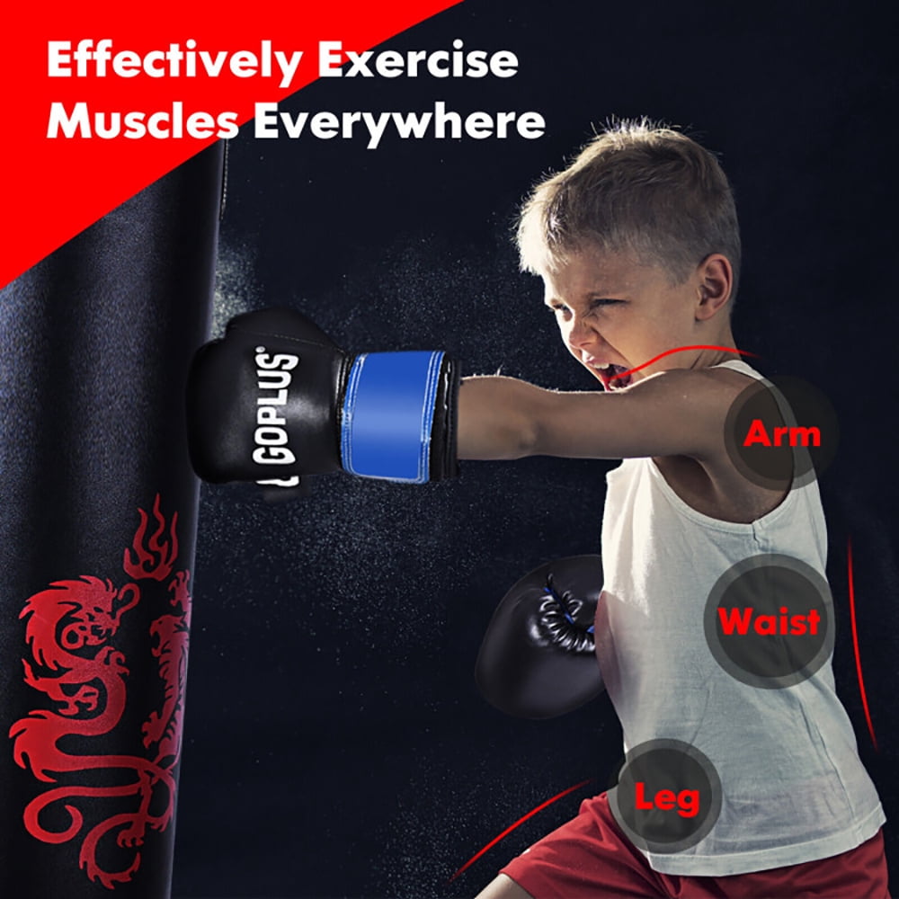 Spaco 5 Pieces 40Lbs Filled Punching Boxing Set with Jump Rope and Gloves, Punching Boxing Set for Indoor as Gym, Punching Bag for Adults, Black