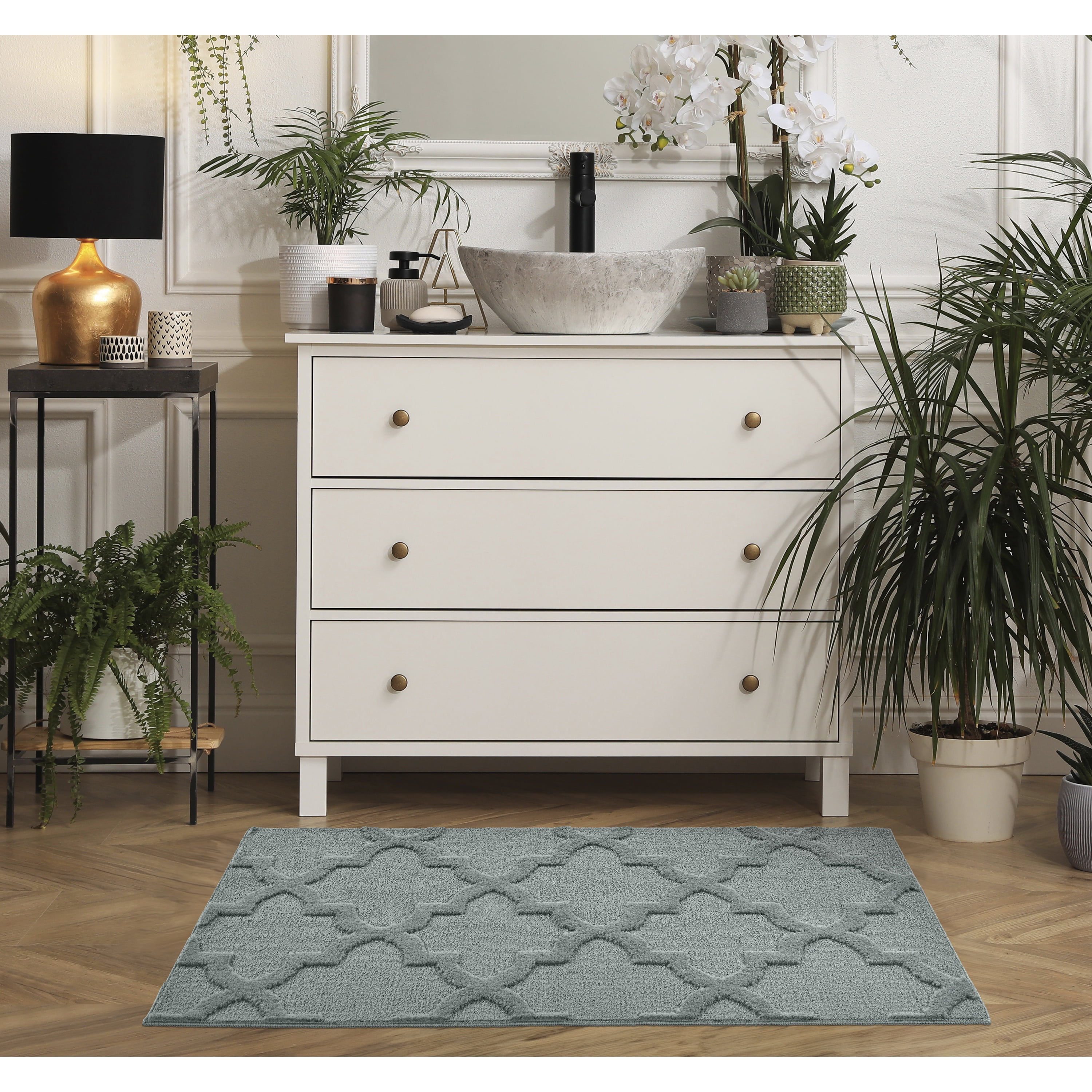 Garland Rug Quatro Polypropylene Sea Foam Indoor Area Rug, 3' x 5'