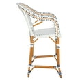 thumbnail image 4 of SAFAVIEH California Outdoor Patio Counter Stool w/ Arm, White/Navy, 4 of 11