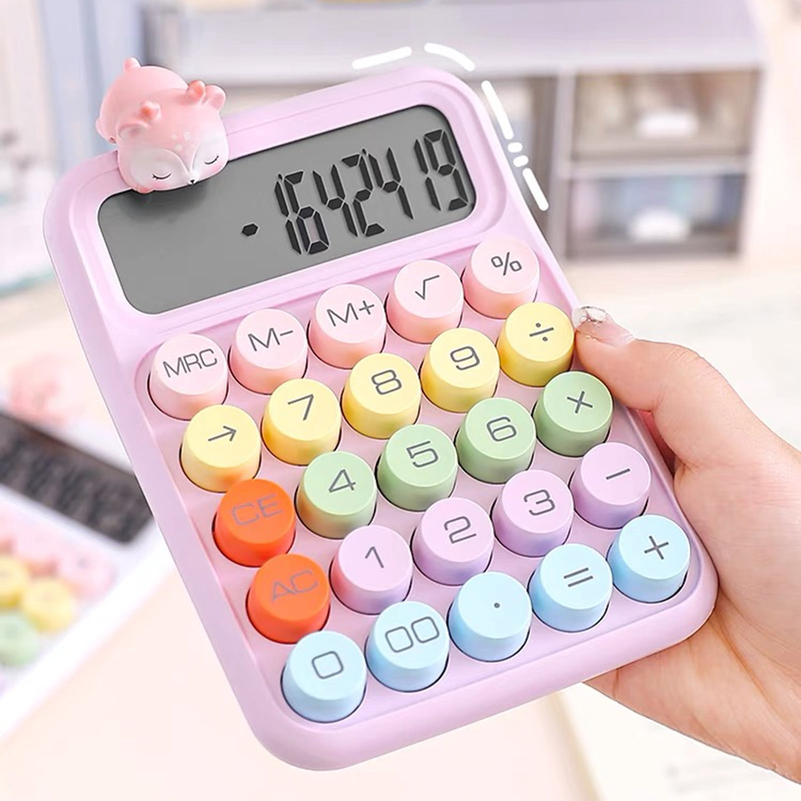 Naierhg Vintage-Inspired Desktop Calculator Large Display 12 Digit Precise Contrasting Colors Easy to Read Calculator
