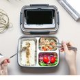 thumbnail image 6 of Lunch box bento box; 304 stainless steel dinner plate; heated lunch box portable fast food insulated compartmented lunch box (black, four grids) Tableware Stylish, 6 of 10