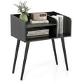 thumbnail image 1 of Costway Mid Century Modern End Table with Open Shelves Metal Support Legs for Bedroom Black, 1 of 9