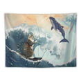 thumbnail image 5 of Orinice Cute Cat Whale Ocean Tapestry Wall Hanging Unique Style for Home Wall Decor Art in Living Room Bedroom Apartment Farmhouse Dorm 60x50inch, 5 of 6