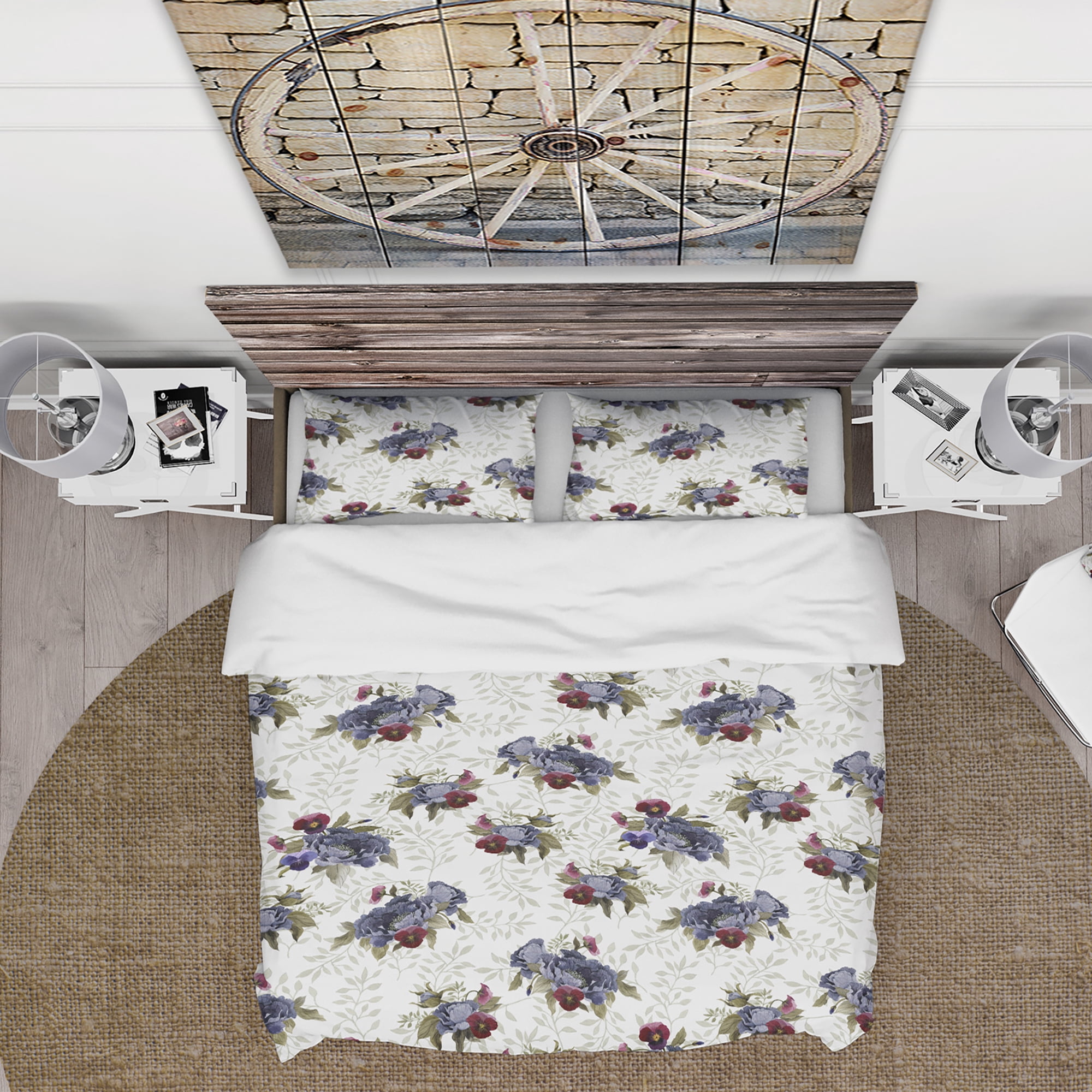 Designart 'Red Peonies and Pansies Flowers' Floral Duvet Cover Set