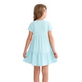 thumbnail image 3 of Actgleam Girls Waffle Short Sleeve Dresses Summer Casual Skater Swing Twirly Sundress For Girl,Blue,8-9Years, 3 of 13