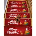 thumbnail image 2 of Merry Christmas Stair Treads for Wooden Steps Indoor Runner Rug Carpet, Xmas Santa Elk Winter Gifts Snowflake 4 Pieces Peel and Stick Staircase Step Treads Covers Washable Throw Door Mats, 30"x8", 2 of 7