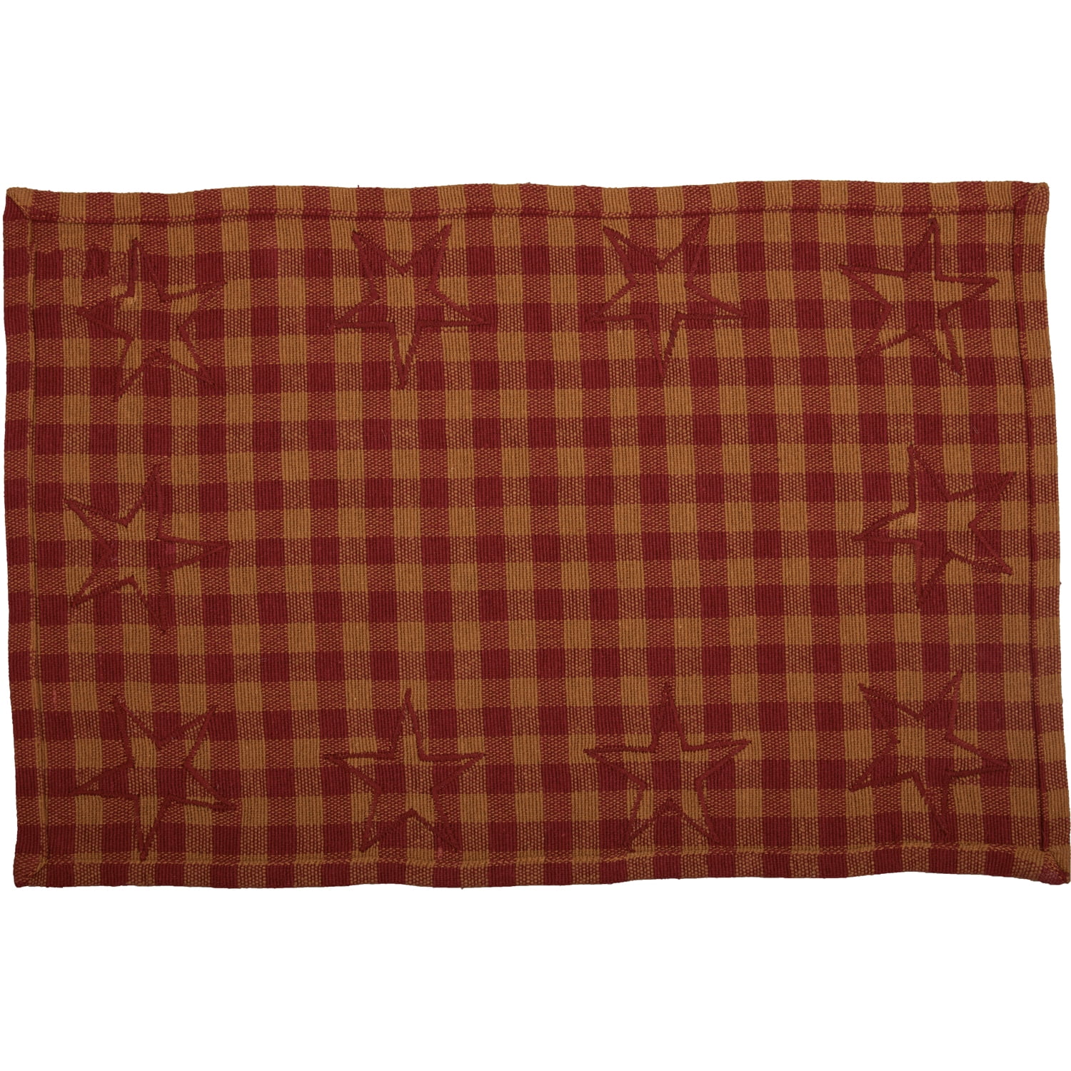 VHC Brands Appliqued Star Rectangle Placemats, Burgundy, 12x18, Set of 6