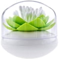 thumbnail image 1 of Q-Tips Holder Cotton Swab Organizer Lotus Shape Swab Cosmetic Storage Bathroom Decor, Green, 1 of 6