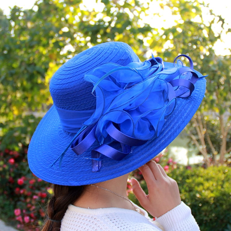 Organza Church Derby Hat Wide Brim Fascinator Wedding Tea Party Womens Wide Brim Large Derby Fascinator Hat Organza Church  main image 3
