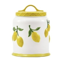 Bico Lemon Handpainted 9 inch Stoneware Cookie Jar, Dishwasher Safe, Air Tight Seal for Keeping Cookie, Spices, Coffee