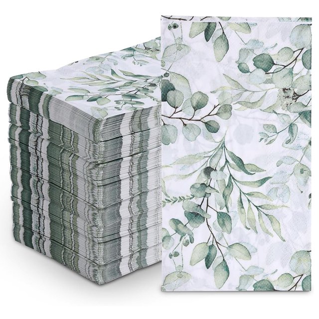 Green Leaf Disposable Napkins 100Pcs - Perfect Table Decor for Parties