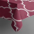 thumbnail image 3 of Burgundy Geometric Quatrefoil Pattern Rectangle Tablecloth 60"x84",Waterproof Polyester Rectangle Table Cloth, Wipeable Spillproof Polyester Tablecloth for Dining, Camping, Indoor and Outdoor, 3 of 5