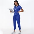 thumbnail image 2 of LYMAYTER Women Dentistry Nursing Uniforms V-Neck Button Top & Jogger Medical Uniform for S-2XL, 2 of 6