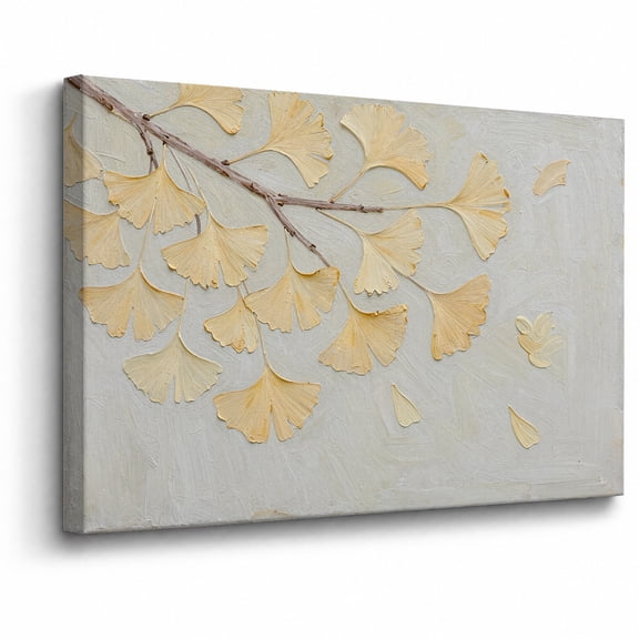 Framed Ginkgo Leaves Canvas Wall Art Bedroom Decor Minimalist Yellow Botanical Leaf abstract canvas print for bathroom bedroom living room