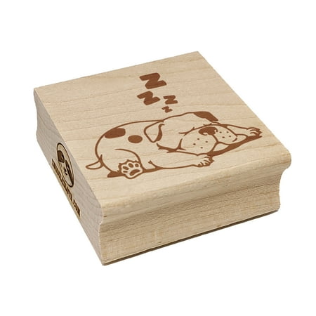 Chubby Spotted Dog Sleeping Square Rubber Stamp Stamping Scrapbooking Crafting - Small 1.25in