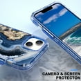 thumbnail image 3 of Mantto for iPhone 14 Plus Case, 3 in 1 Slim Hybrid Crystal Rubber Bumper Cute Marble Pattern Hard PC Soft Silicone Drop Protection Women Girls Cover for iPhone 14 Plus, Blue Marble, 3 of 6