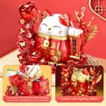 thumbnail image 3 of NAYIHOOP Red Lucky Cat Building Sets Animals with Flowers for Boys Girls Not Compatible with Lego, 3 of 5