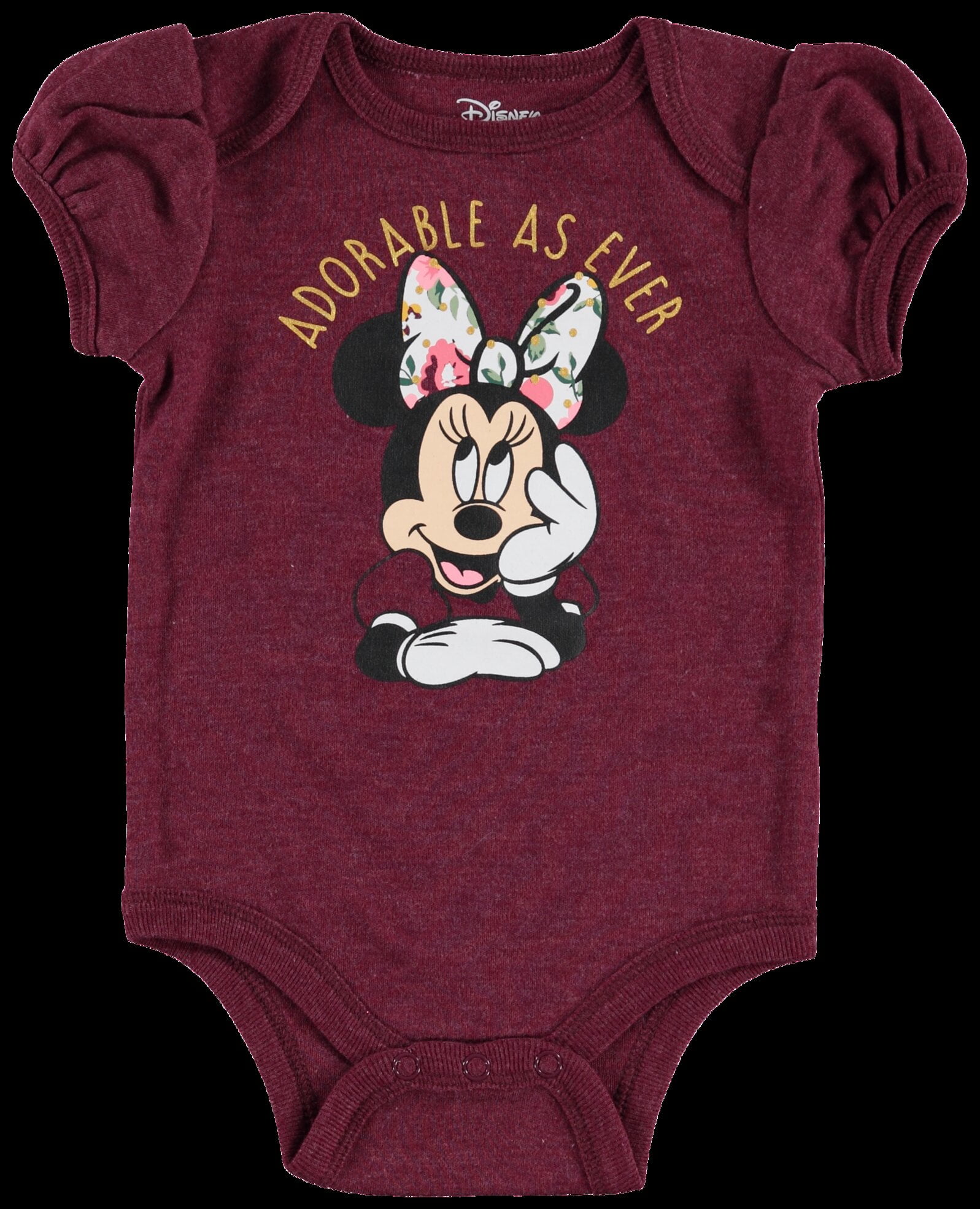 Disney Minnie Mouse Newborn Baby Girls Bodysuit Pants Bib and Hat 4 Piece Outfit Set Newborn to Infant