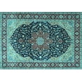 thumbnail image 1 of Ahgly Company Indoor Rectangle Medallion Light Blue Traditional Area Rugs, 3' x 5', 1 of 4