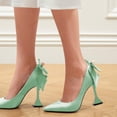 thumbnail image 4 of YDN Women Graceful Bowknot Pointed Closed Toe Slip on Pumps Pearls Special High Heels Party Prom Fashion Shoes Size 15 Green, 4 of 4