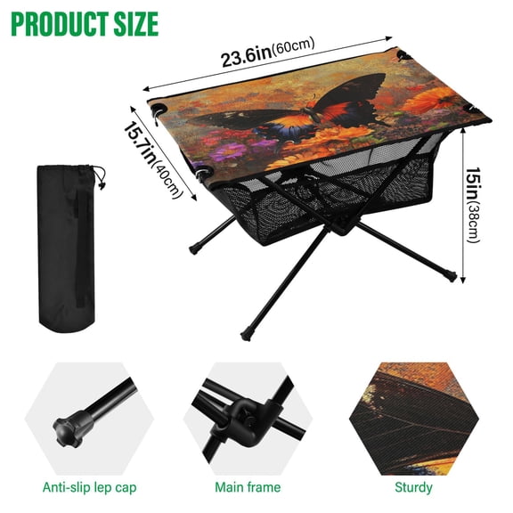 BZSMCE Camping Tables Simple Folding Table Nature's Colorful Dancer Pattern Size:23.6*15.7in