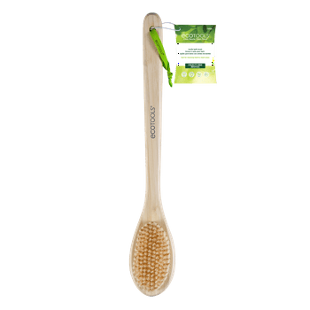 EcoTools Bristle Bath Brush, Long Bamboo Handle, Gently Exfoliating for Back and Body, 1 Count