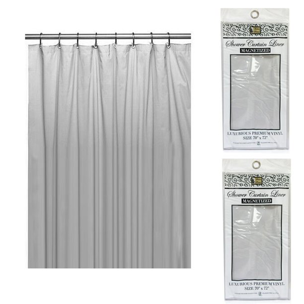 2 Shower Curtain Liner Water Resistant 100 Vinyl Premium Gray