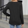 thumbnail image 7 of Lixiuxyad Women Fashion Casual T Shirt Solid Color Long Sleeve V Neck Top Blouse Trendy Casual,Black L, 7 of 7