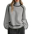 thumbnail image 2 of Women's Casual Round Neck Colorblock Pullover Sweater Loose Casual Long Sleeve Contrast Color Top for Fall and Winter, Comfortable and Fashionable, Ideal for Casual Use,Gray,Size M, 2 of 4