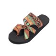 thumbnail image 2 of Mqqzkk Women's Trendy Sandals 2025 Boho Print Dressy Open Round Toe Summer Slide Flat Sandals Comfortable Casual Shoes, 2 of 8