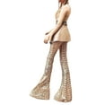 thumbnail image 2 of Women Loose Wide-leg Pants High Waist Sequin Sparkle Flared Pants Wide Leg Bell Bottom Trousers, 2 of 9