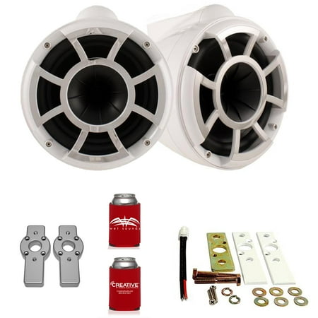 Wet Sounds REV8W-X REV Series 8 White Wake Tower Speakers and ADPMCBracket-11 MasterCraft Adapters