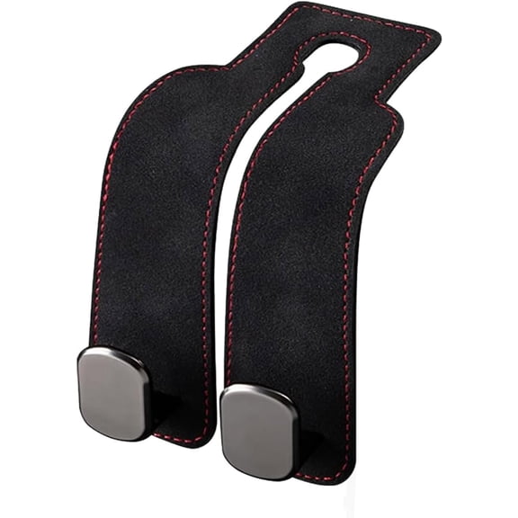 Suede Leather Car Seat Hook, 2026 New 2 in 1 Car Seat Back Storage Hook, HeadrestHooks forCar, Purse Holder forCar, CarSeatHooks for Headrest (Black)