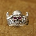 thumbnail image 4 of CZ Eyes 925 Sterling Silver Flying Skulls Wing Charms Ring TA446 Small Model US Size 10.5, 4 of 16