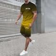 thumbnail image 3 of LEKDFST Men's 2 Piece Short Sets Loose Fit Letter Print T Shirt and Shorts Summer Casual Outfits Activewear Brown L, 3 of 5