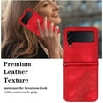 thumbnail image 3 of Allytech Slim PU Leather Case for Galaxy Z Flip 4, 3D Geometric Lattice Luxury Slim Fit Soft Shell Bumper Shockproof Cell Phone Case Cover for Samsung Galaxy Z Flip 4, Red, 3 of 5