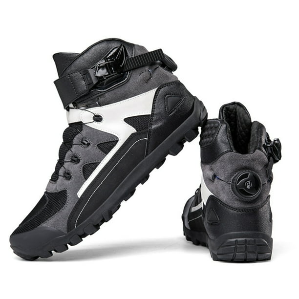 Botas de moto transpirables para todas las estaciones - Zapatillas de ciclismo de moto unisex,Negro gris,39