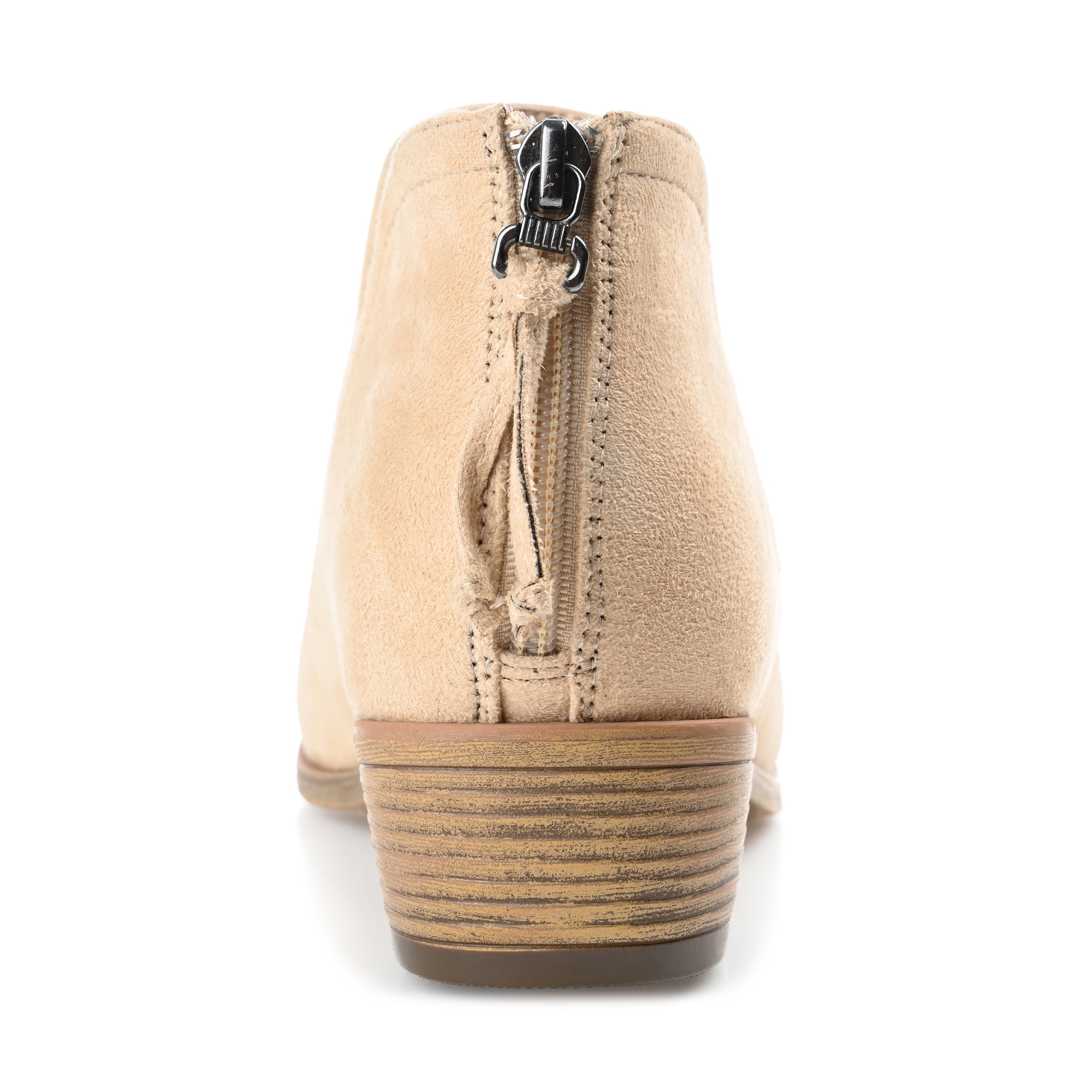 Journee Womens Livvy Back Heel Zip Stacked Heel Booties, Widths Available