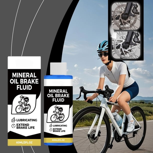 Líquido de frenos para bicicletas, aceite hidráulico de 60 ml, sistema universal de frenos de disco, eliminación de óxido, mantenimiento de lubricación para bicicletas de carretera y de montaña