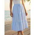 thumbnail image 3 of DARING DIVA Women's Gingham Drawstring Waist A-Line Midi Skirt X-Large Sky Blue, 3 of 8
