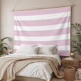 thumbnail image 3 of Pink Stripe Large Tapestry for Bedroom Wall Hanging Tapestry, Modern Simple Geometric White Striped Ceiling Backdrop Tapestries Poster Blanket Wall Decor for Teens Room Living Room Dorm 100" x 59", 3 of 8